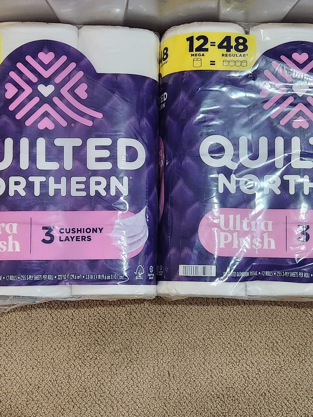 Brand New Packages of Quiled Northern Toilet Paper 12 Mega Rolls=48 Regular Roll